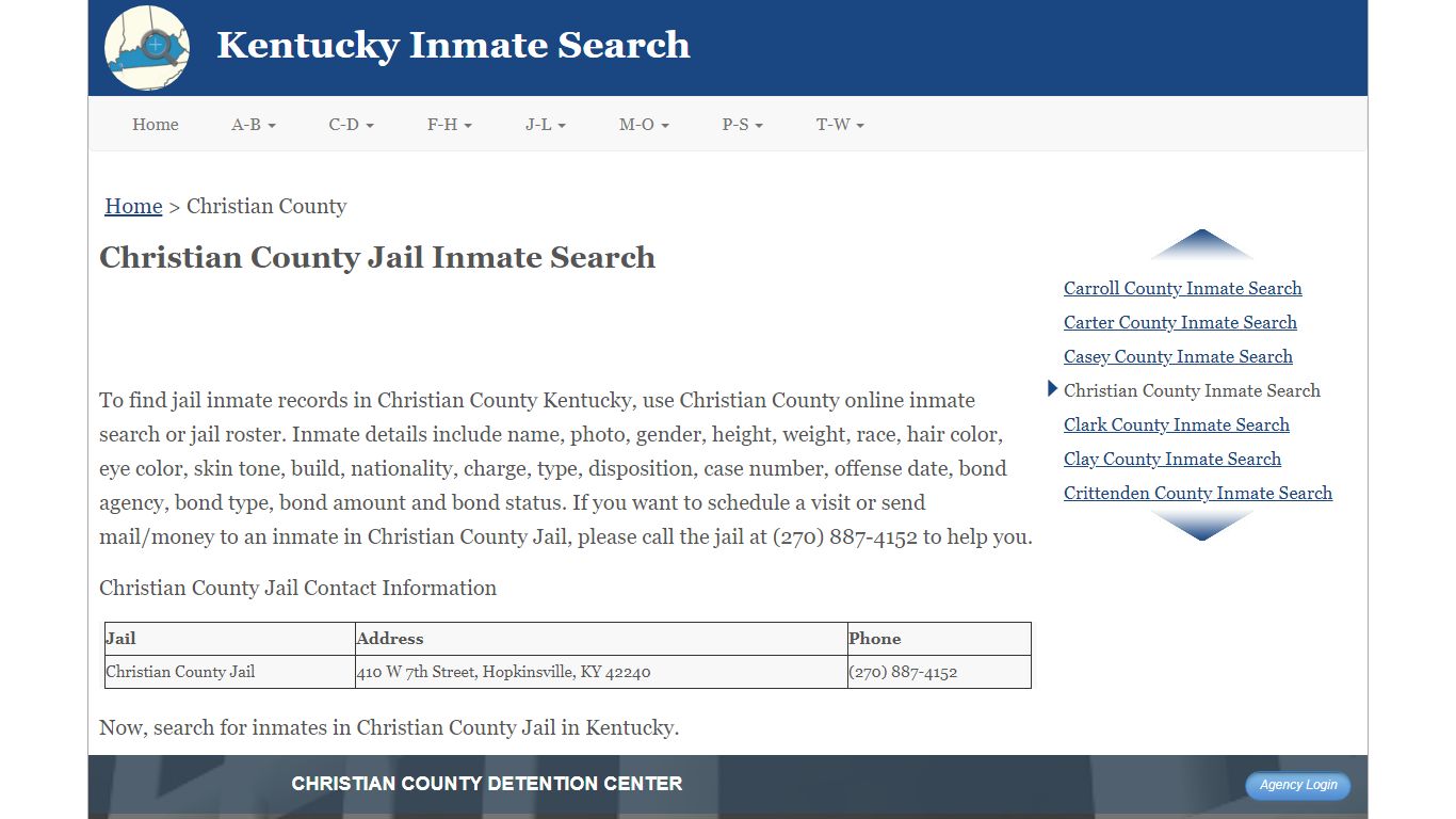 Christian County Jail Inmate Search