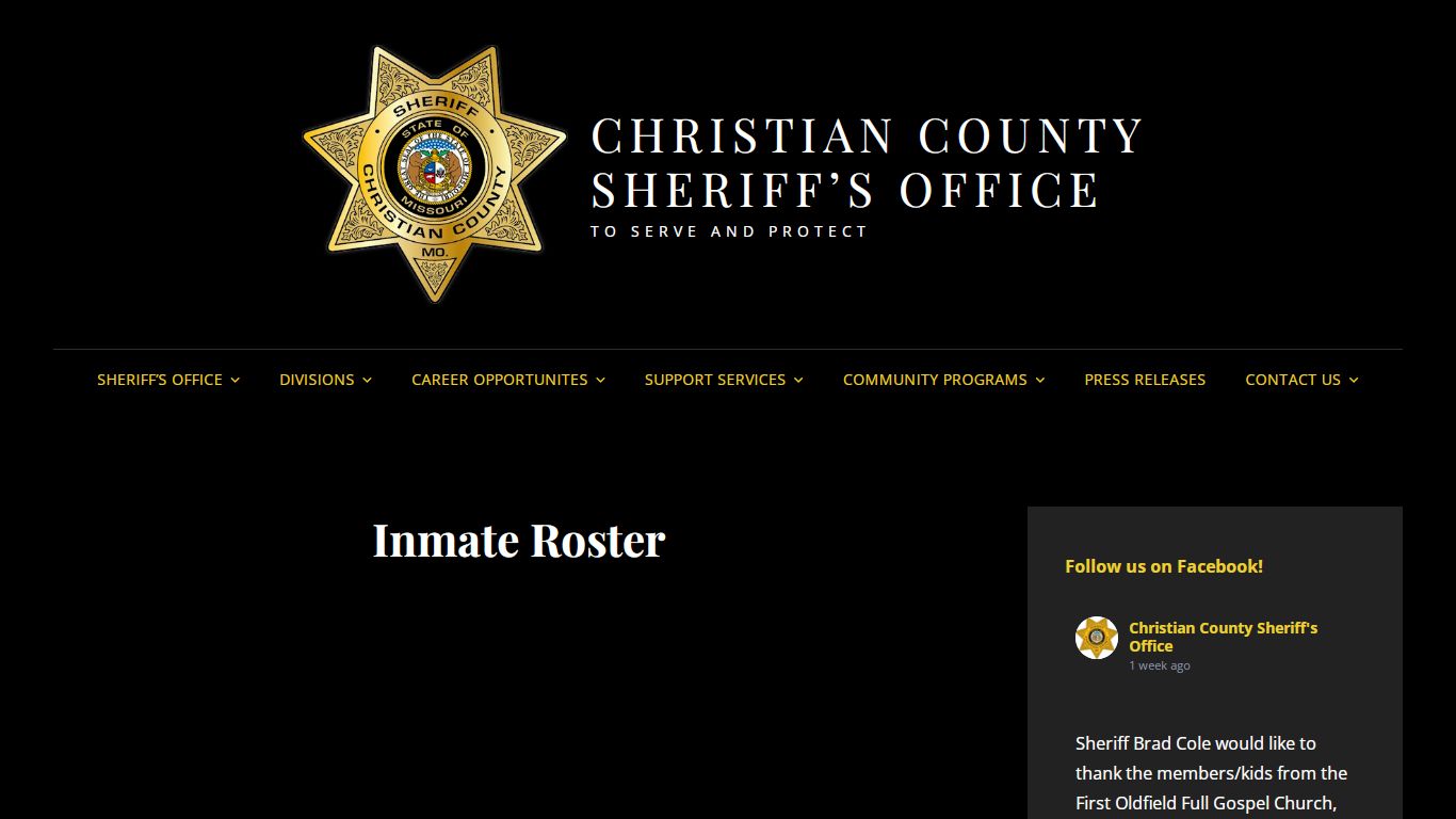 Inmate Roster – CHRISTIAN COUNTY SHERIFF’S OFFICE